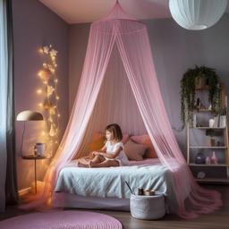 Roze Klamboe Hemelbed voor Kinderkamer