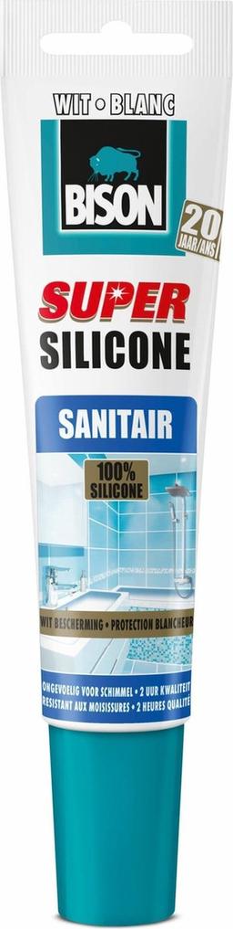 Bison super silicone sanitair wit