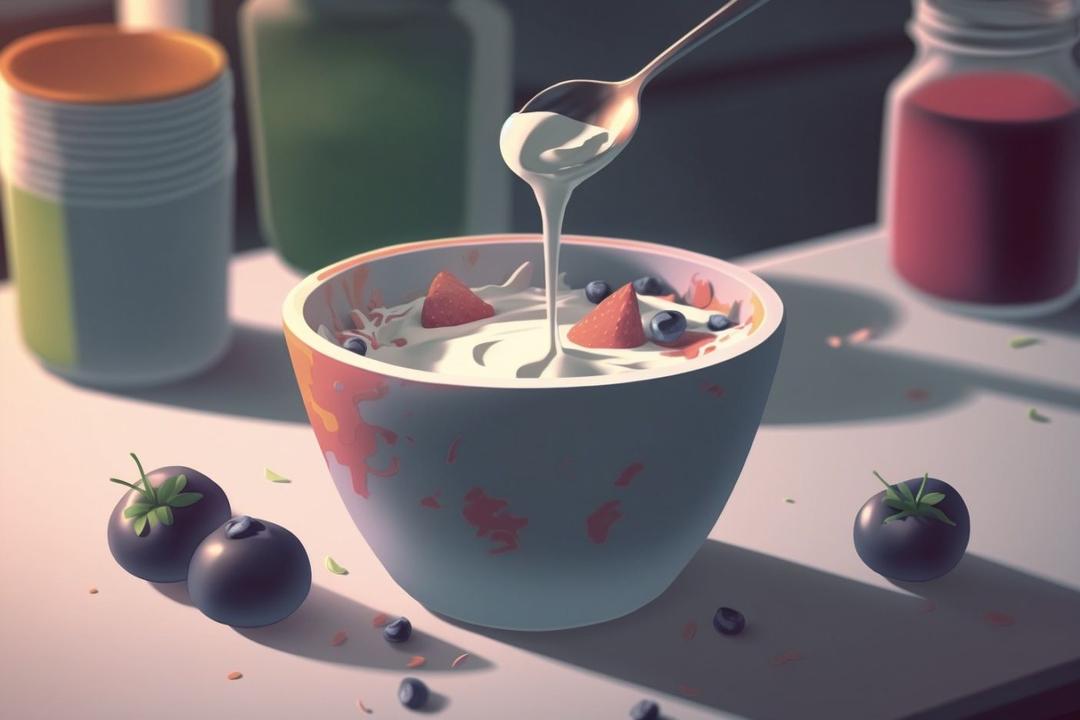 Yoghurt met aardbeien en frambozen erbovenop