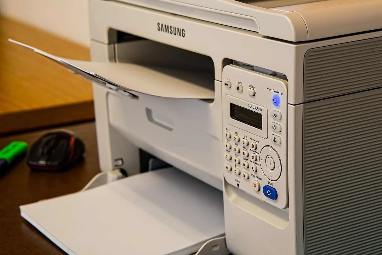Samsung printer, vooraanzicht, schuin