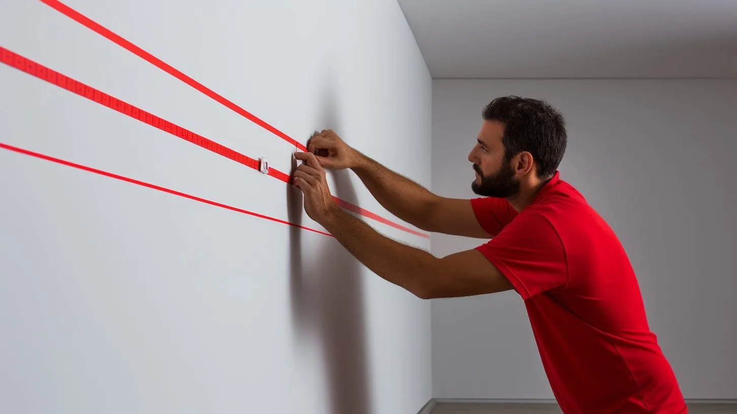 Man bepaalt op welke plek in de muur hij een schroef gaat boren