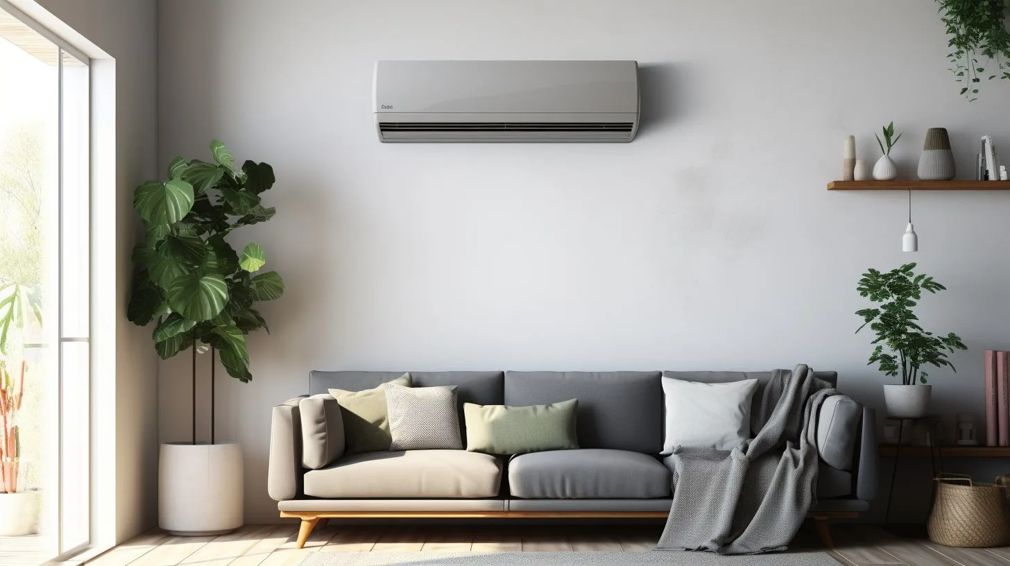 Huiskamer met airco aan de muur