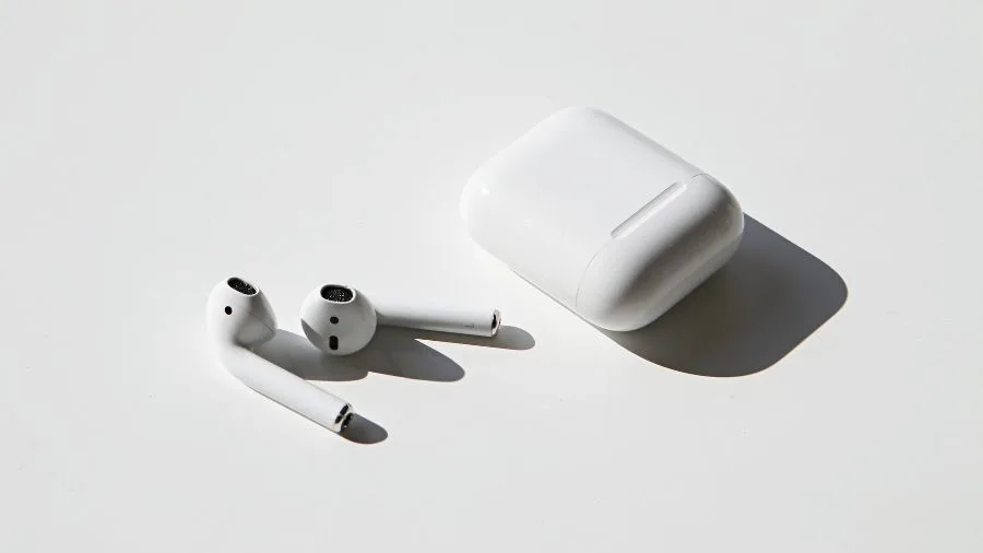 Airpods met doosje, bovenaanzicht