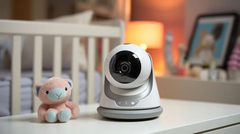 Babyfoon met teddybeer ernaast
