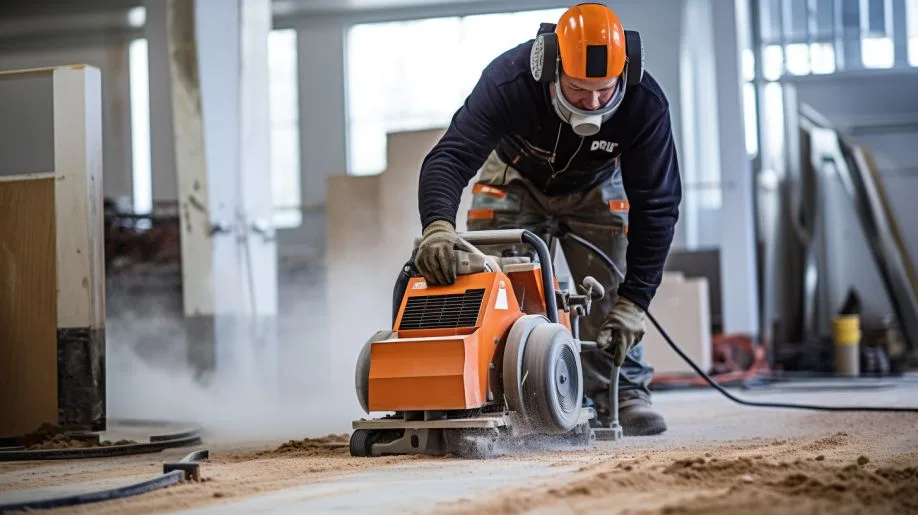 Man gebruikt betonfrees