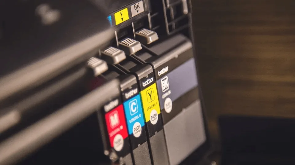 Printerinkt in printer, vooraanzicht