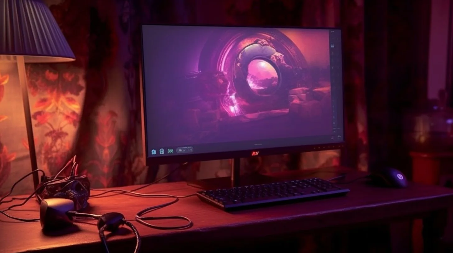 Monitor op tafel, vooraanzicht