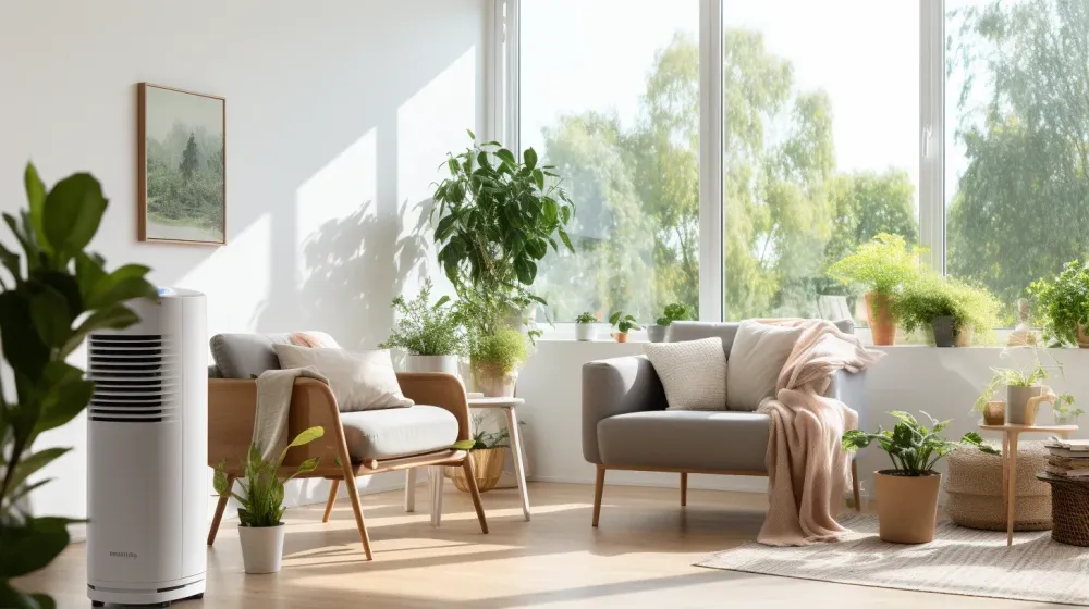 Draagbare airco in moderne woonkamer