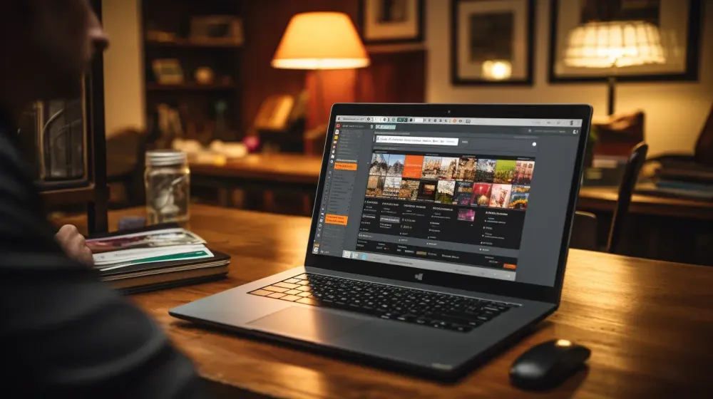 laptop op een tafel met daarnaast een muis