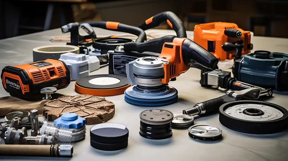 Slijprollen en ander gereedschap op tefel