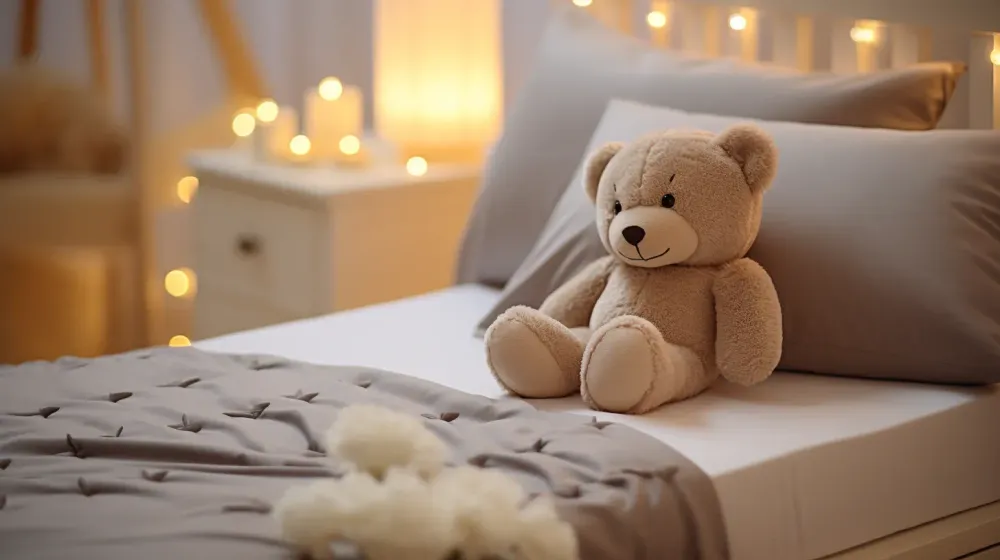 Teddybeer op bed