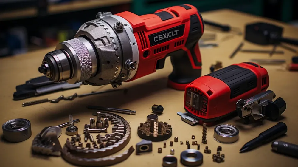 boormachine met diverse boren en bits op de werktafel
