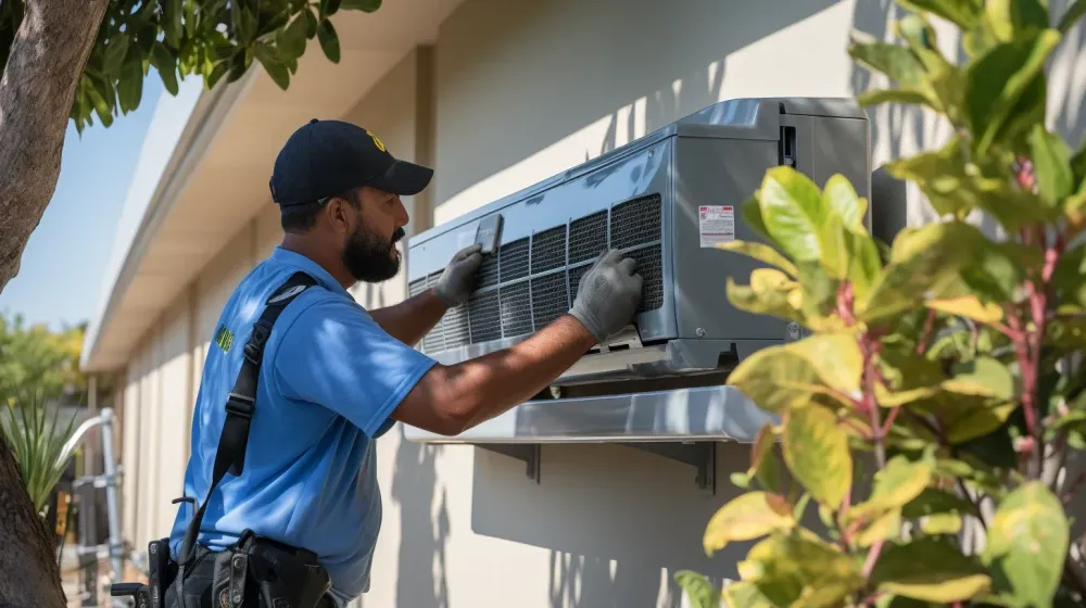 Persoon bestudeert airco-handleiding