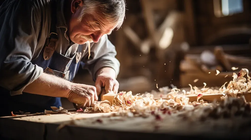 Man werkt met hout