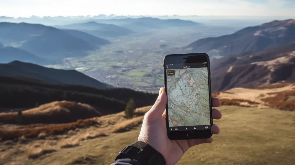 Persoon navigeert met GPS-apparaat