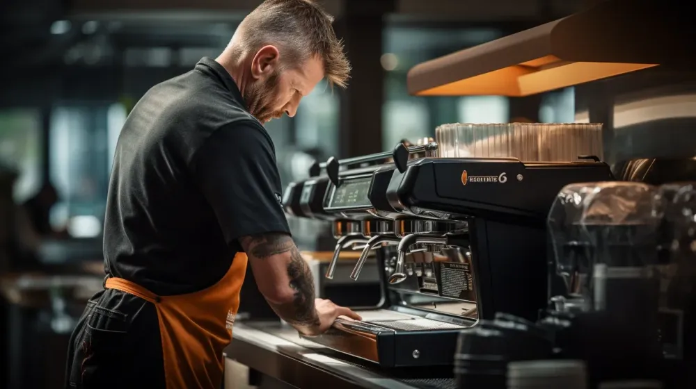Man ontkalkt koffiezetapparaat 