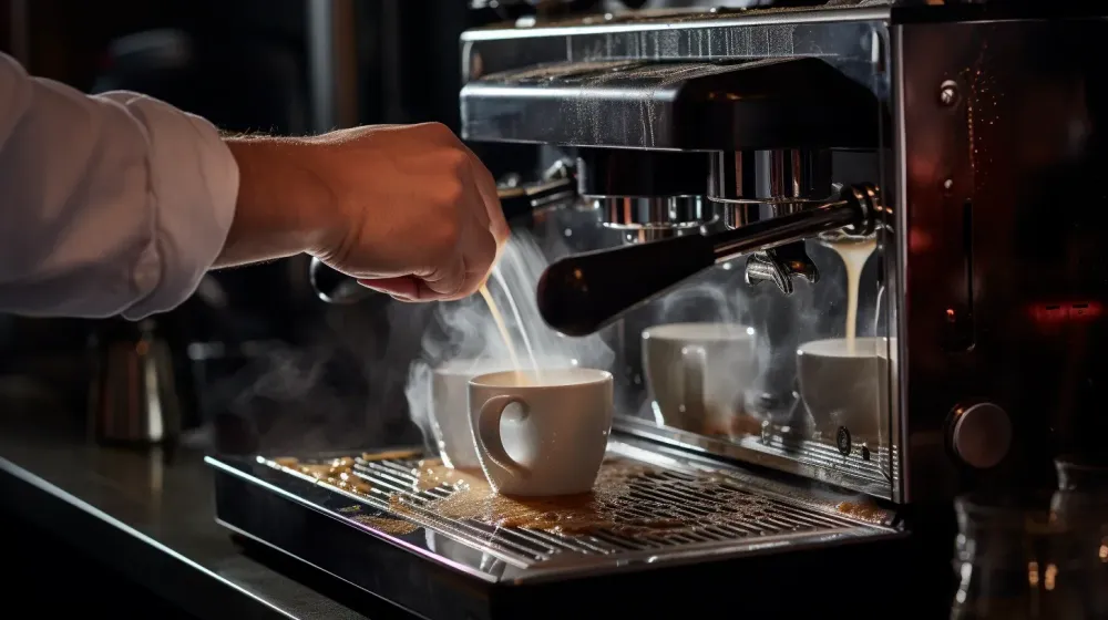 Iemand spelt een koffiezetapparaat door