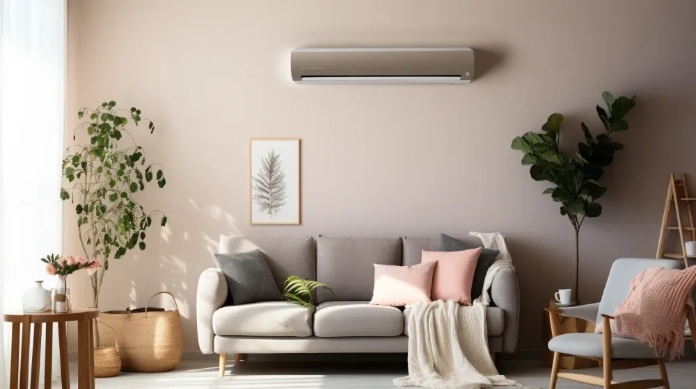 Reversibele airco in woonkamer