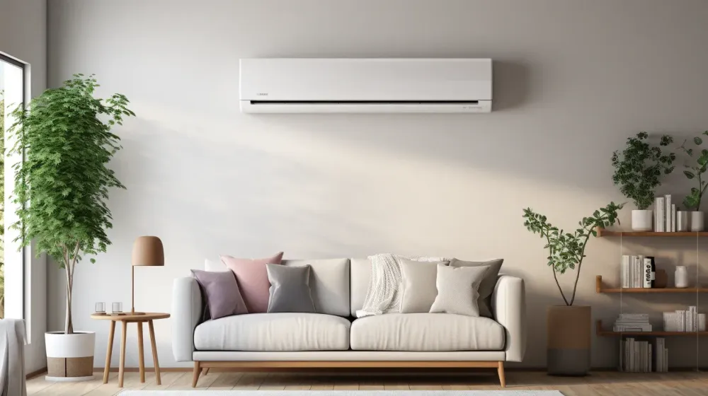 airco boven bank in huiskamer