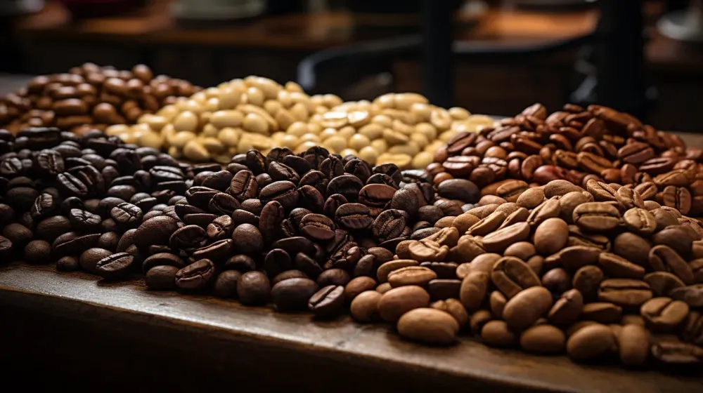 Verschillende koffiebonen op tafel