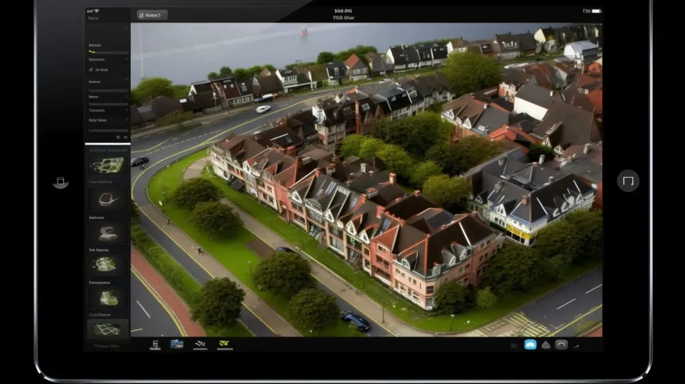 Tevreden gebruiker bekijkt iPad-kaart