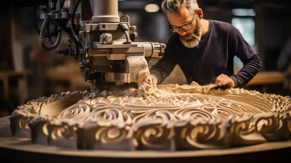 person gebruikt freesmachine voor hout