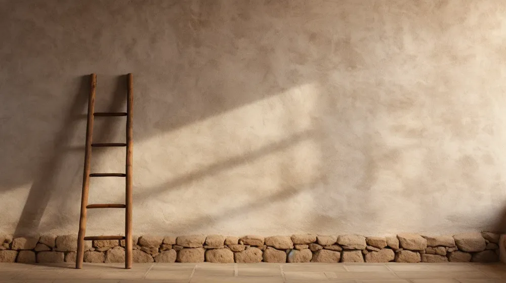 Ladder die tegen de muur staat