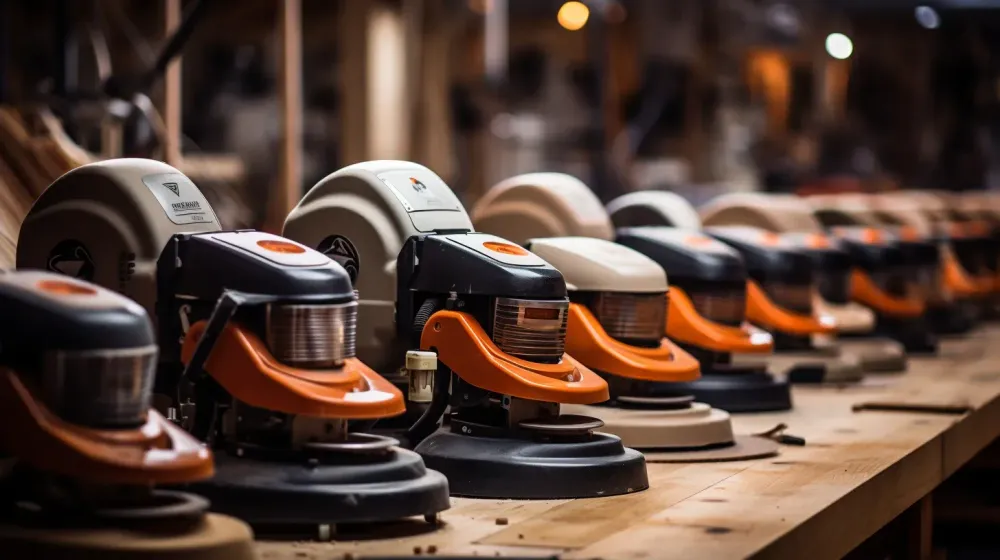 Verschillende vlakschuurmachines naast elkaar