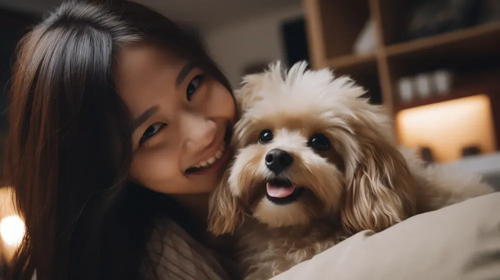 Glimlachende vrouw met hond