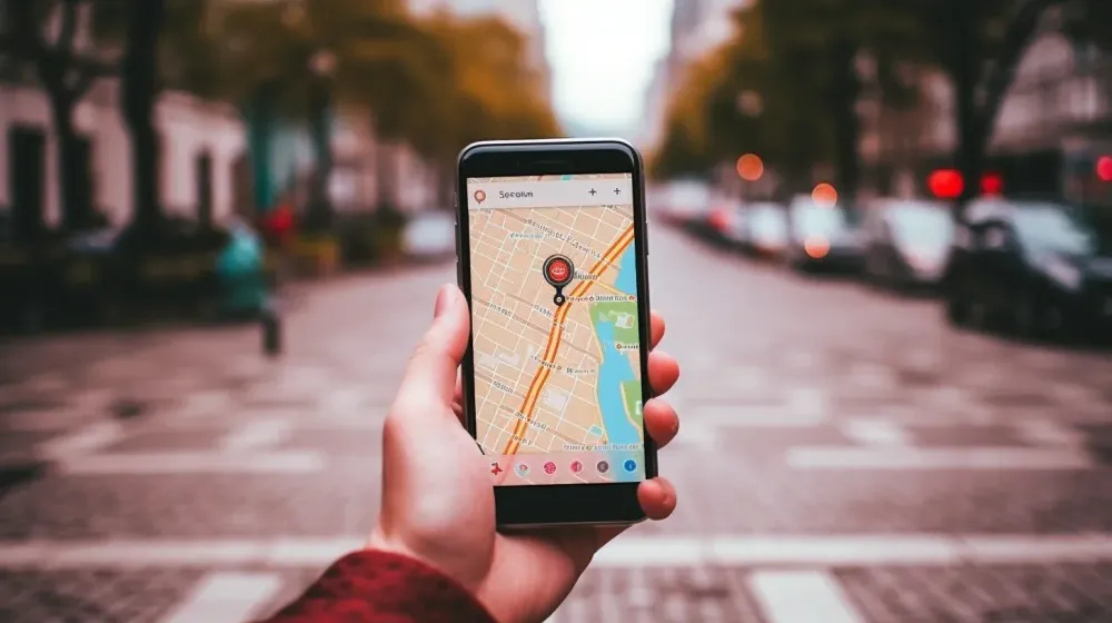 Wandelaar gebruikt GPS-apparaat
