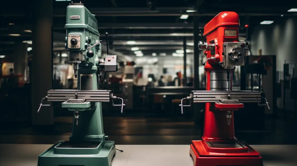 twee kolomboormachines naast elkaar