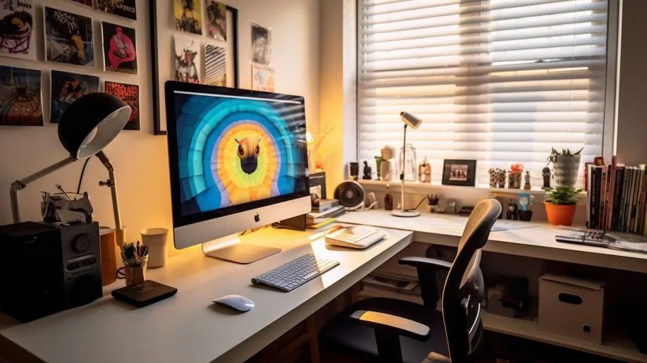 Computerscherm in slaapstand met screensaver