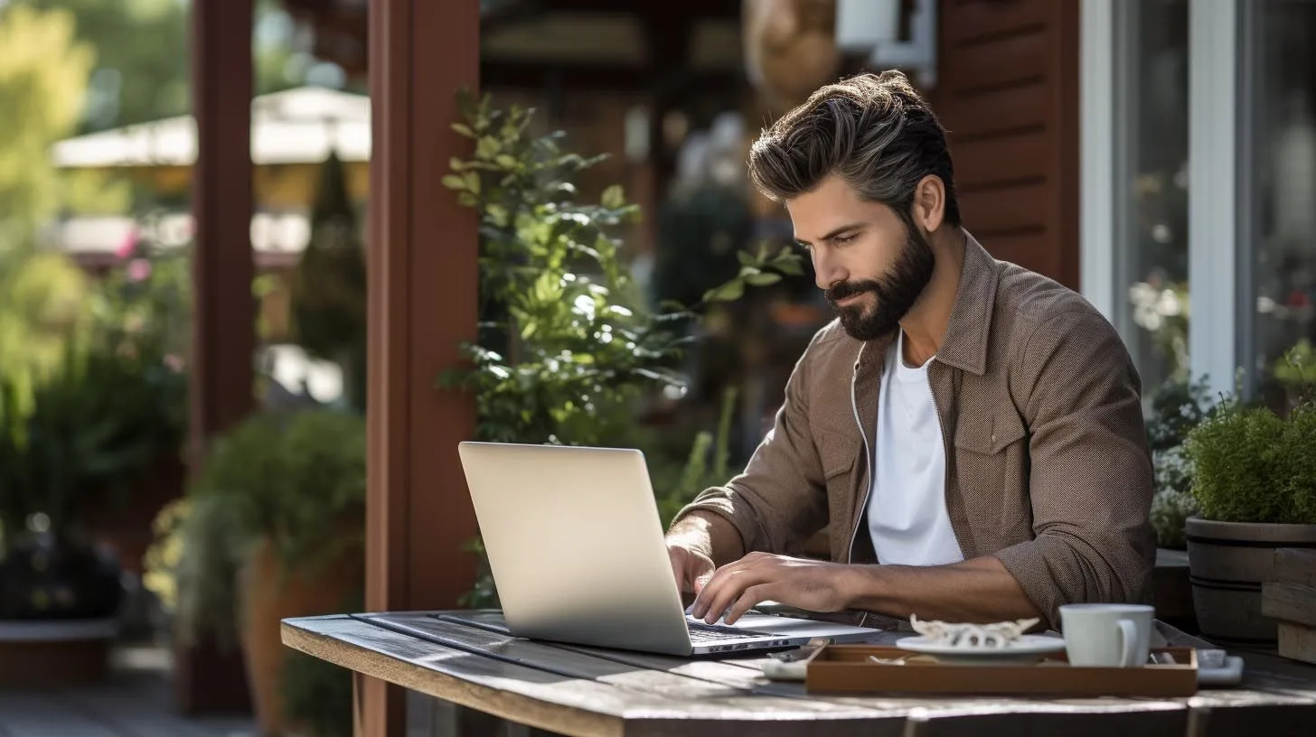 Man werkt aan laptop