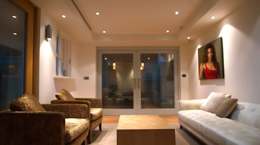 Huiskamer met spotjes