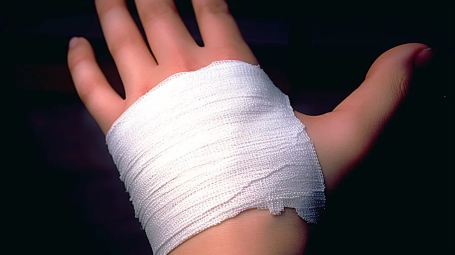 Hand met verband
