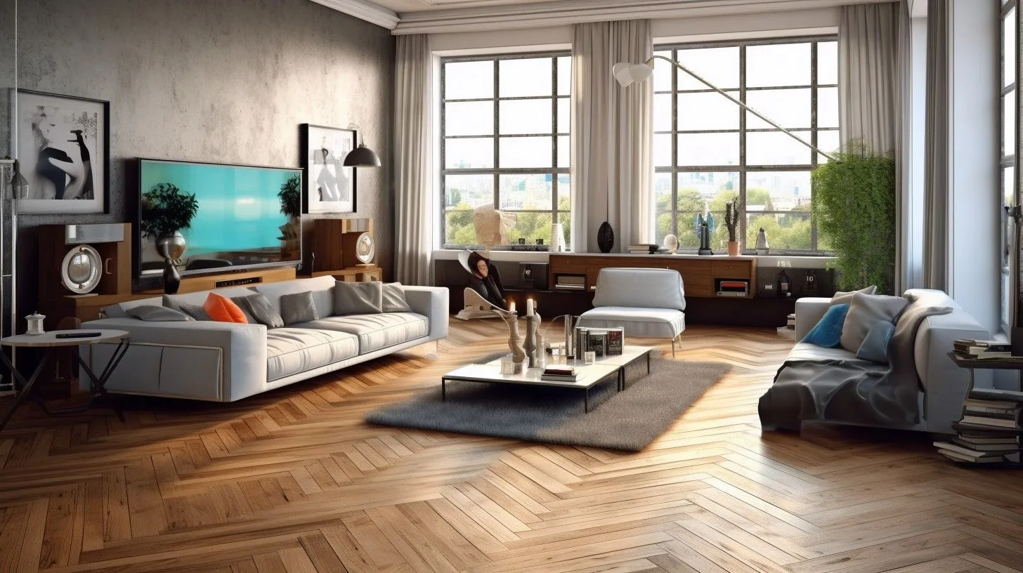 Huiskamer met houten vloer