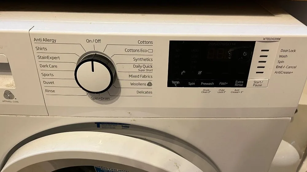 Bedieningspaneel wasmachine, vooraanzicht