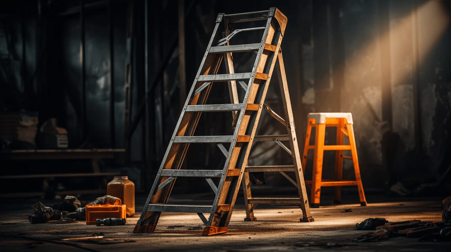 ladder in bouwschuur