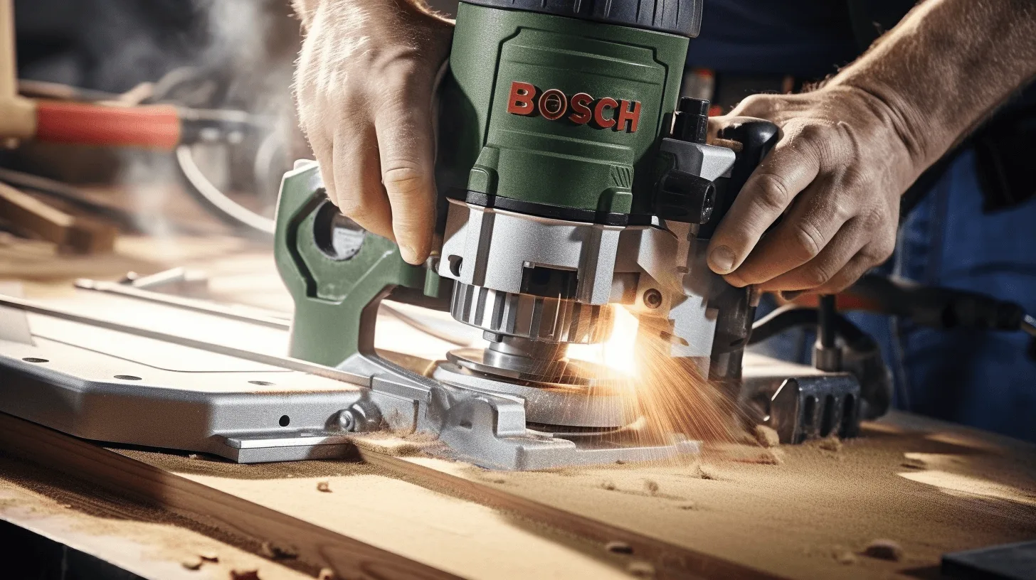 persoon gebruikt freesmachine om hout te bewerken
